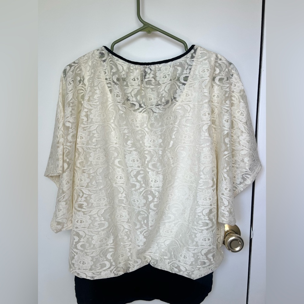 Maurices Cream Lace Overlay Top